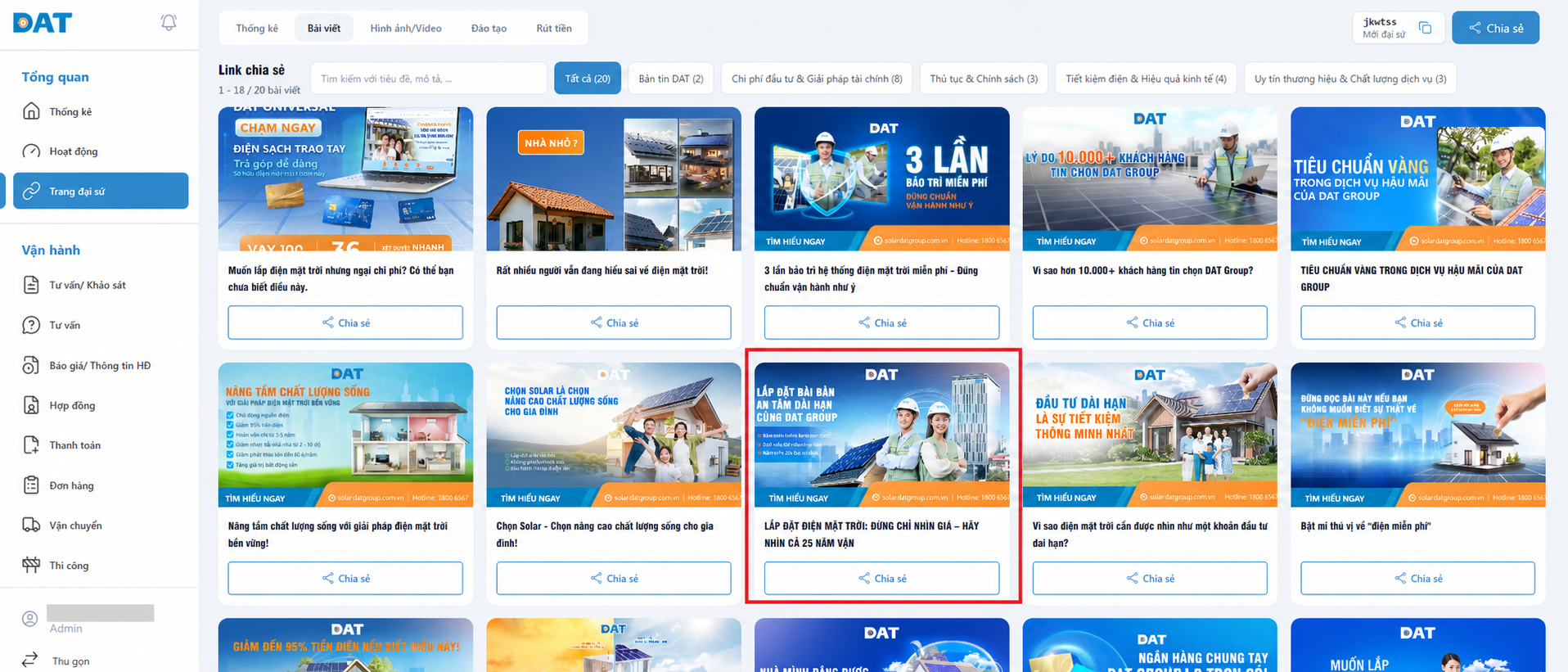 Chọn bài viết để giới thiệu khách hàng