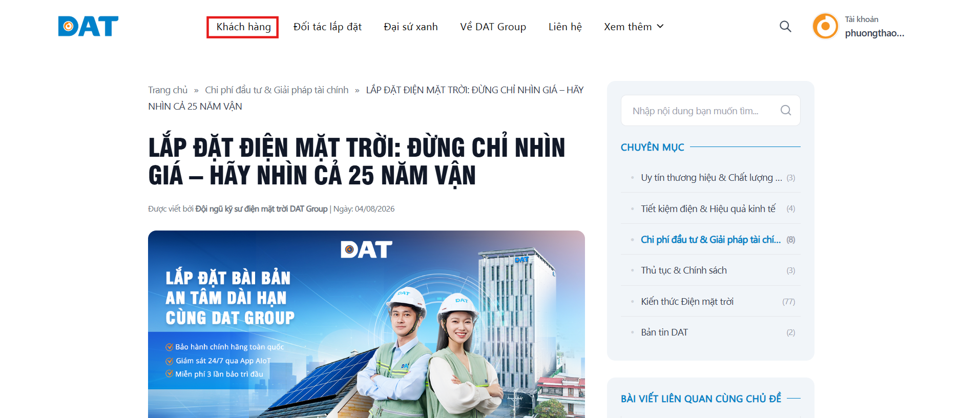 Chọn tab Khách hàng trên landing page