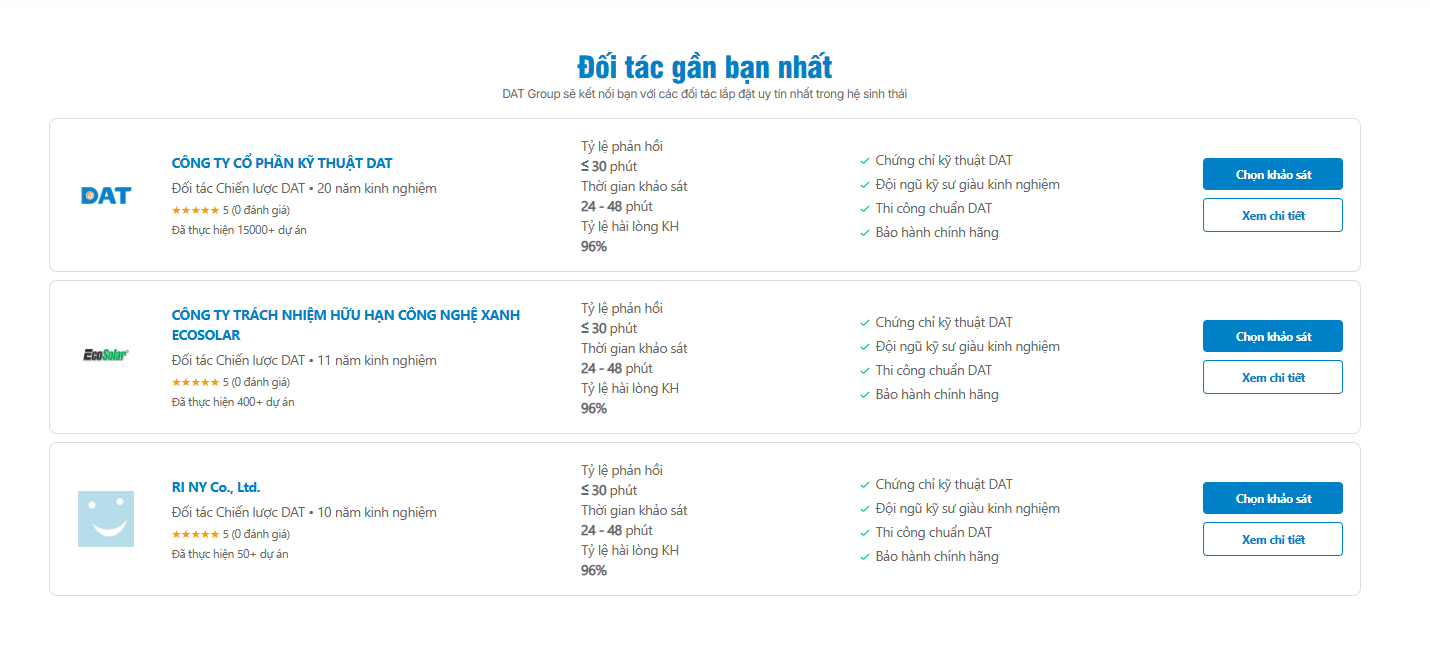 Chọn đối tác lắp đặt