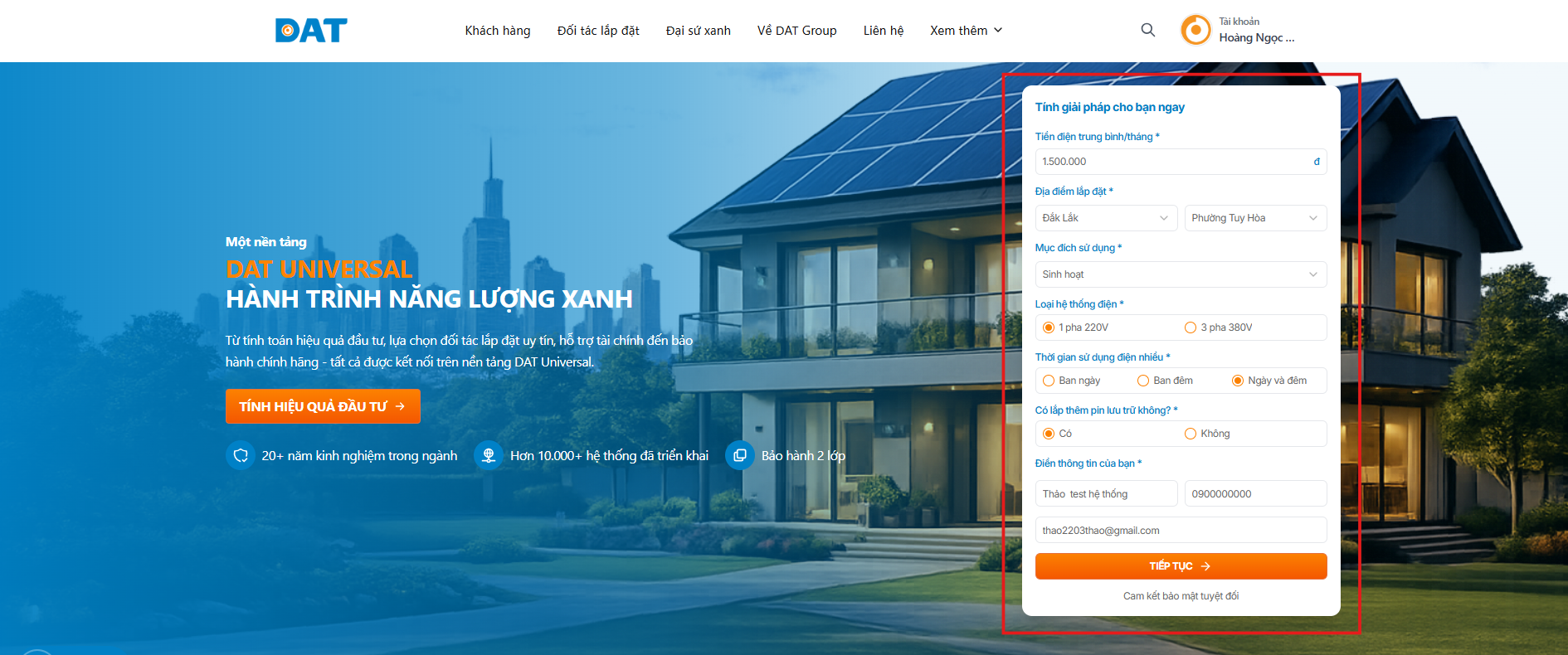 Công cụ tính toán nhanh trên DAT Universal