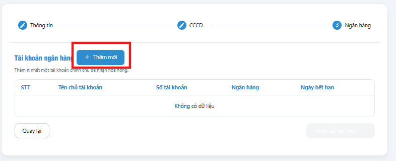 Thêm tài khoản ngân hàng