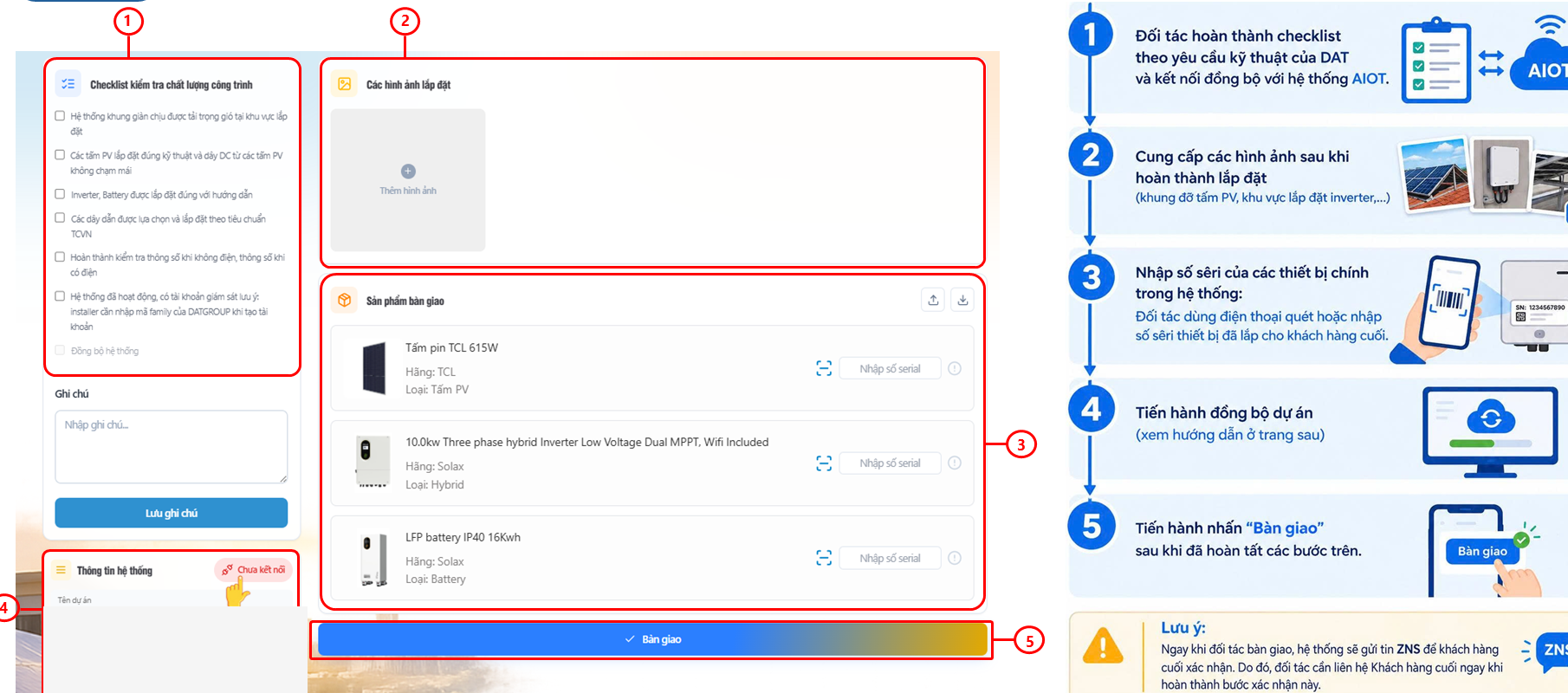 Các hạng mục cần hoàn tất trước khi bàn giao